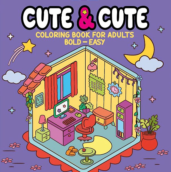Livro Cute & Cute Coloring Book for Adults - Bold Easy - ...