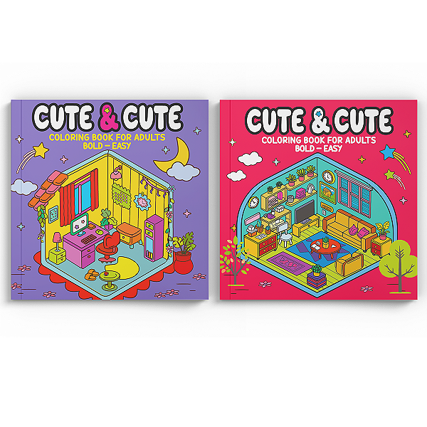 Livro Coleção Cute & Cute Coloring Book for Adults - Bold...