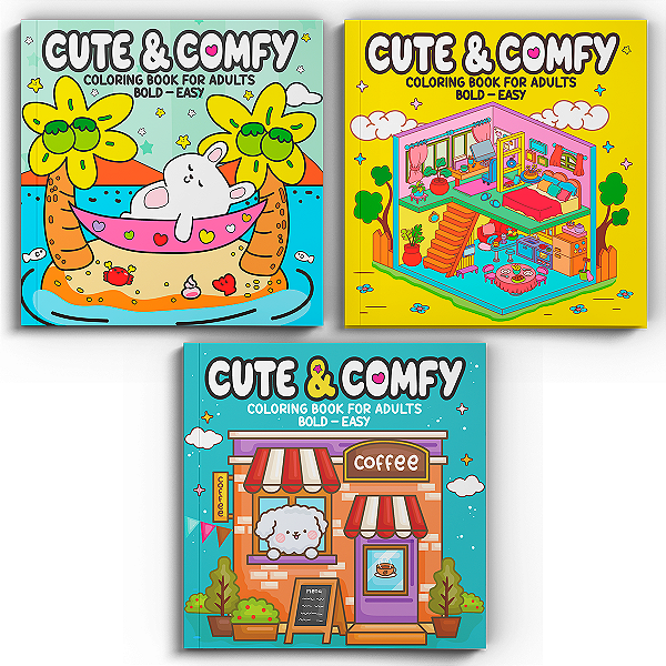 Livro Coleção Cute & Comfy Coloring Book for Adults Speci...