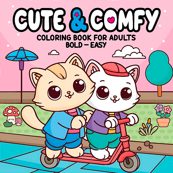 Livro Cute & comfy Coloring Book for Adults - Bold Easy -...