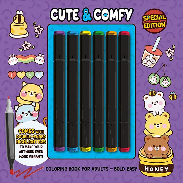 Livro Cute & comfy Coloring Book for Adults - Bold Easy -...