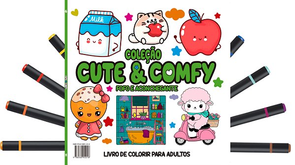 Livro Cute & Comfy Coloring Book for Adults Edição 6 - Bo...