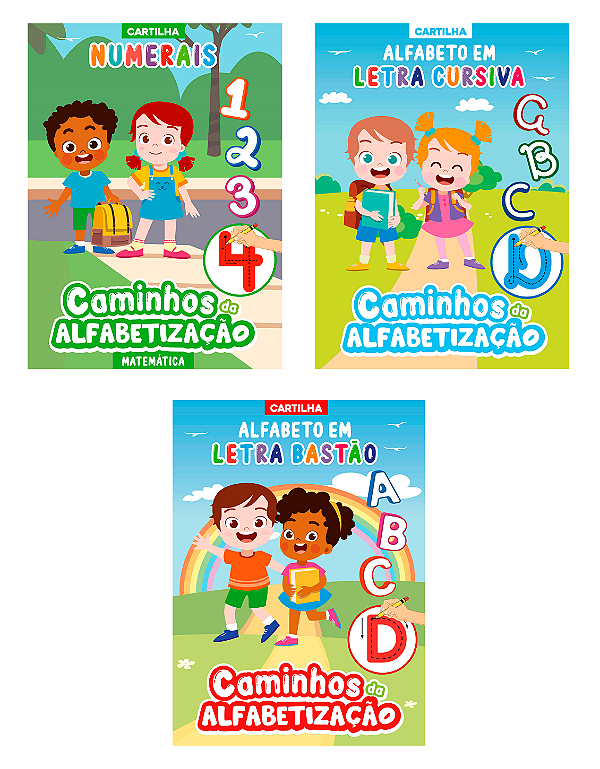 Livro Coleção caminhos da alfabetização - Kit com 3 carti...
