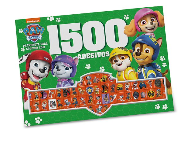 Livro Patrulha Canina - Prancheta para colorir com 1500 a...