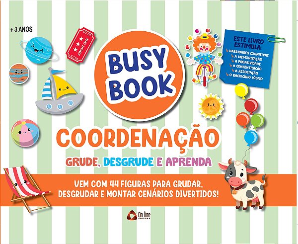 Livro Busy Book Coordenação Grude, Desgrude e Aprenda