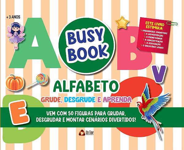 Livro Busy Book Alfabeto Grude, Desgrude e Aprenda