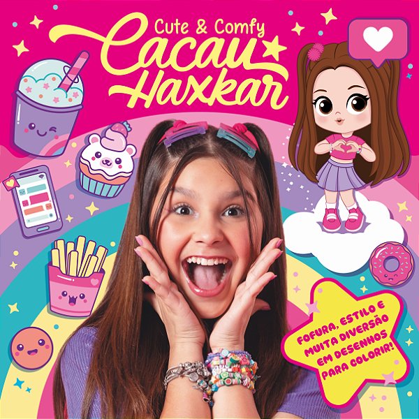 Livro Cacau haxkar cute & comfy - livro de colorir para criança...