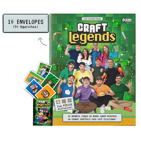 Livro Álbum Oficial Craft Legends + 10 envelopes de figurinhas