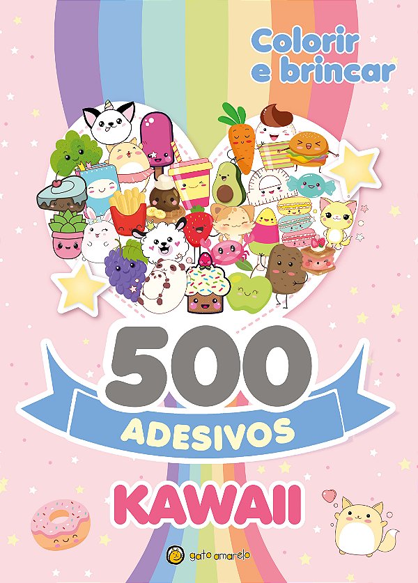 Livro 500 Adesivos: Kawaii