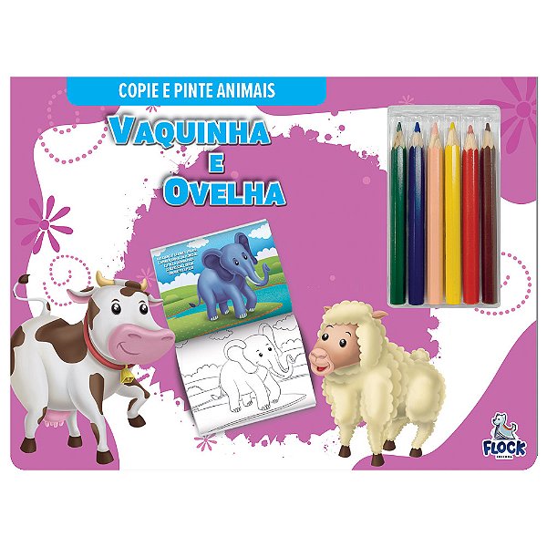Livro Copie E Pinte Animais: Vaquinha E Ovelha