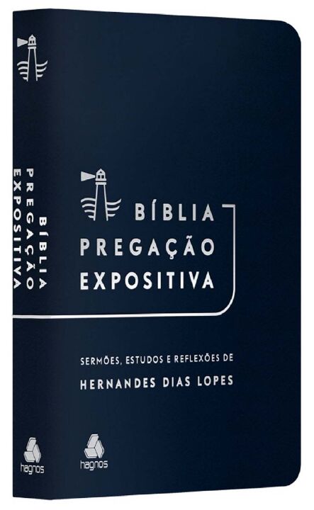 Livro Bíblia Pregação Expositiva | RA | PU luxo azul escu...