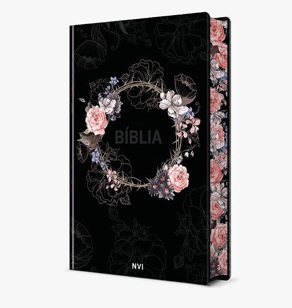 Livro Bíblia Sagrada Flores Preta - NVI