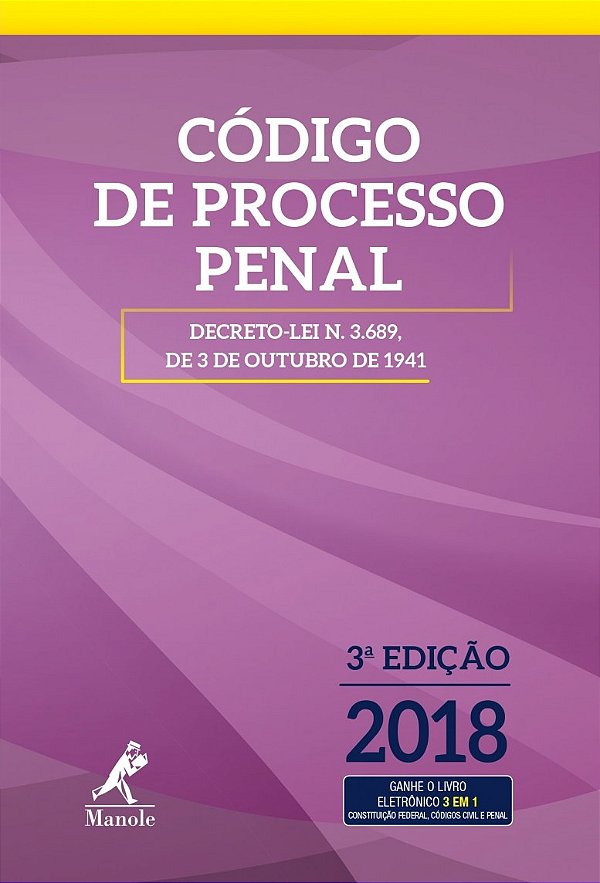 Livro Código de processo penal: decreto-lei n 3.689, de 3...