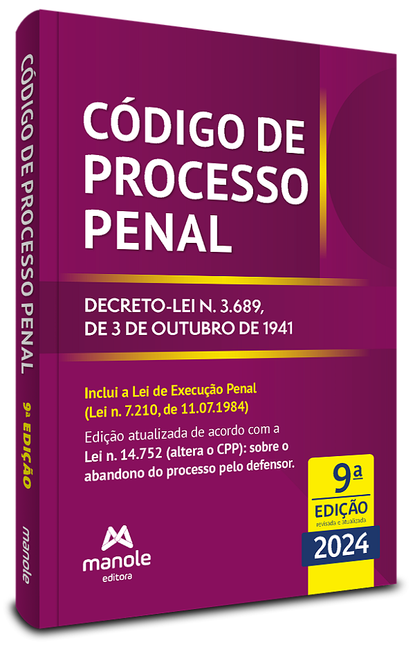 Livro Código de processo penal: decreto-lei n. 3.689, de ...