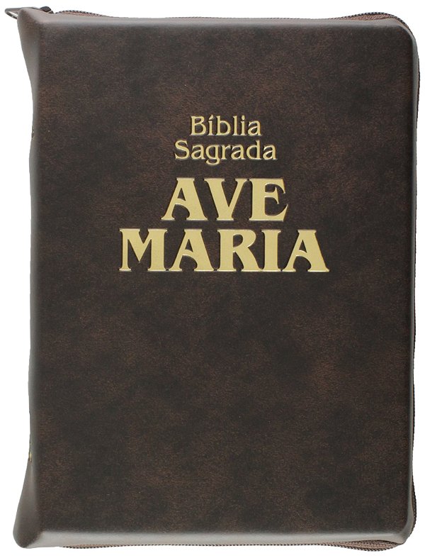 Livro Bíblia Zíper Média Marrom