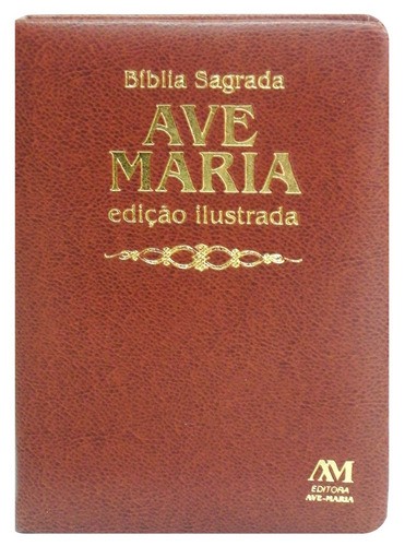 Livro Bíblia edição ilustrada luxo - média - marrom