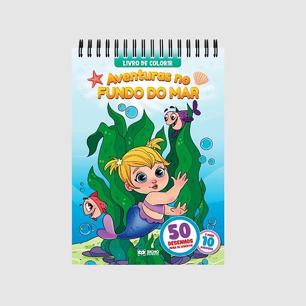 Livro 50 Paginas Para Colorir - Aventuras Fundo Do Mar