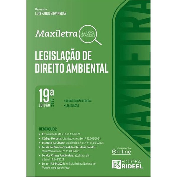 Livro Legislação De Direito Ambiental Coleção Maxiletra - (19Ed...