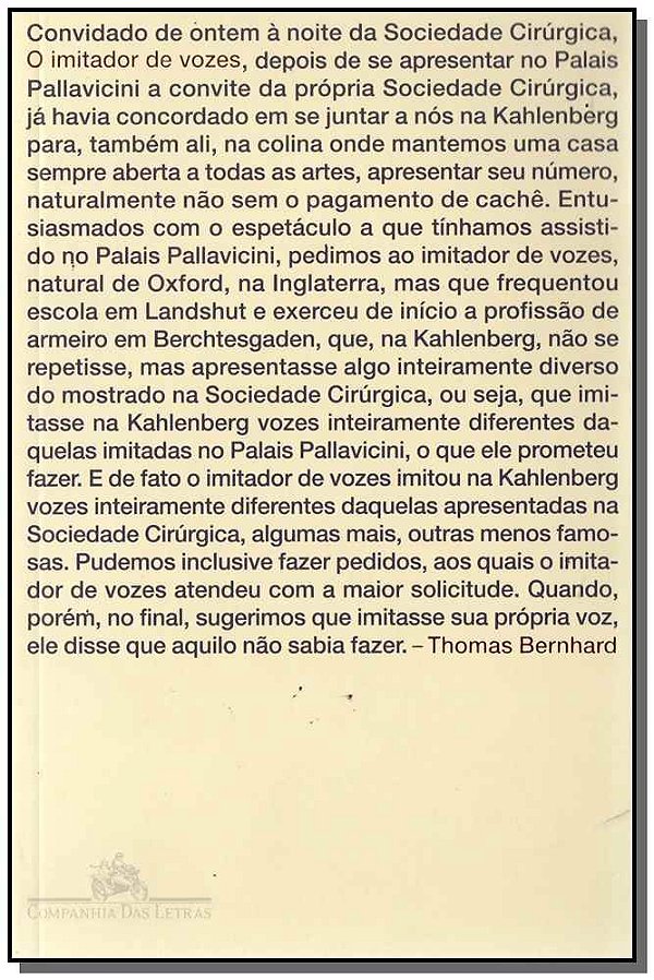 Livro O Imitador De Vozes