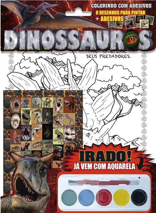 Livro Dinossauros - Colorindo com adesivos