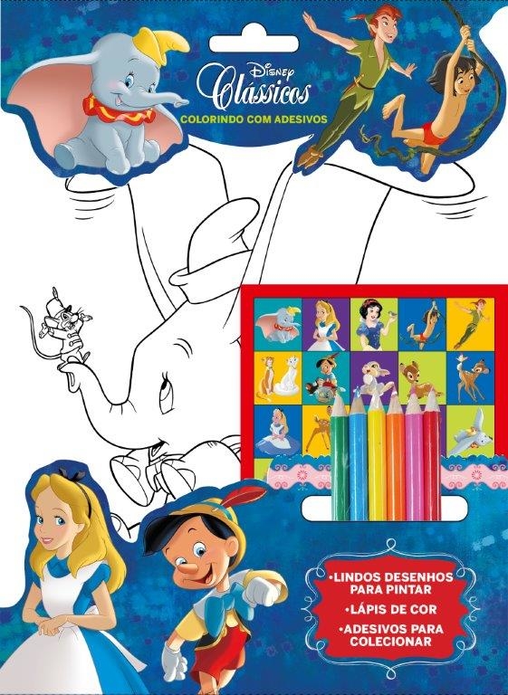 Livro Disney Clássicos - Colorindo com adesivos