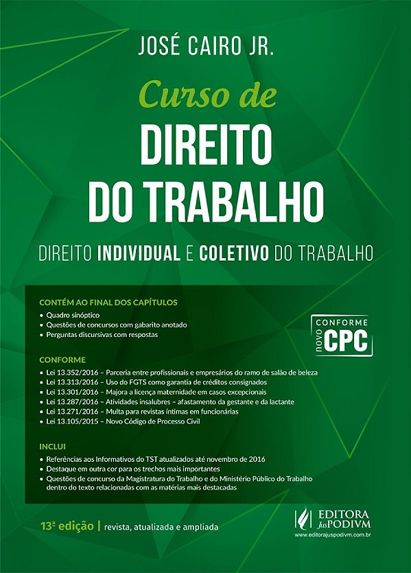 Livro Curso de direito do trabalho: Direito individual e ...