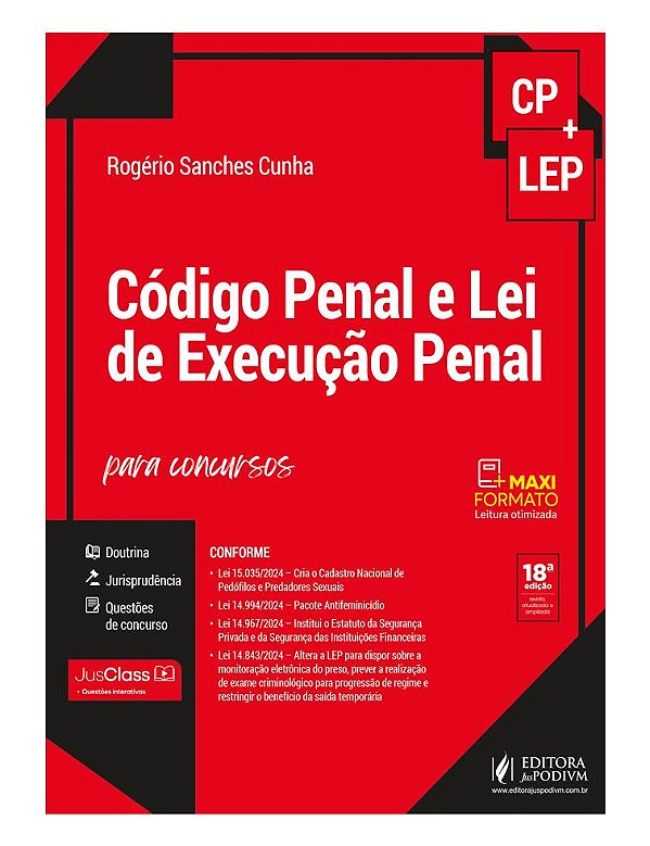 Livro Código Penal E Lei De Execução Penal Para Concursos (Cp +...