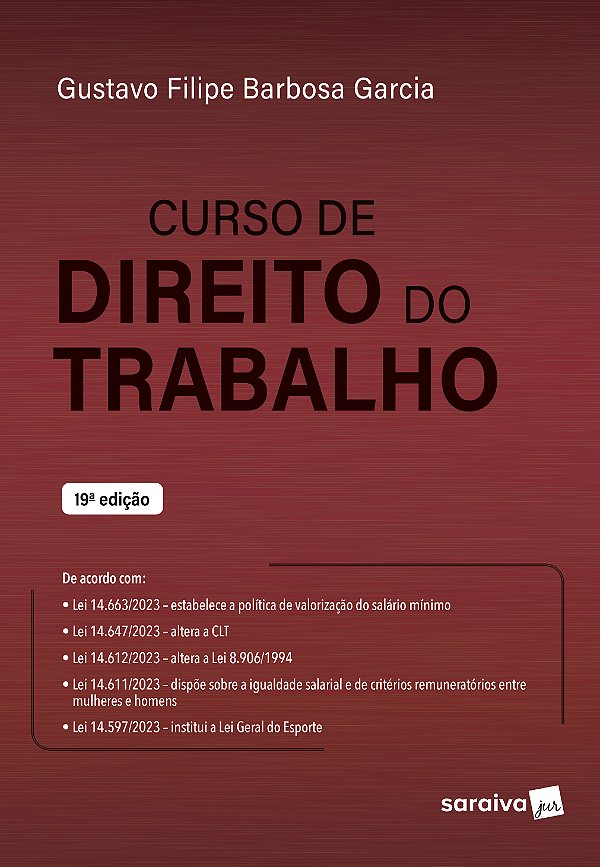 Livro Curso de direito do trabalho