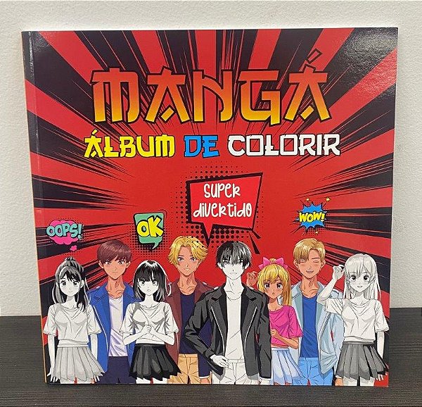 Livro Mangá - Álbum De Colorir - Capa Vermelha