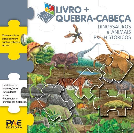 Livro Livro + quebra-cabeça dinossauros e animais pré-histórico...