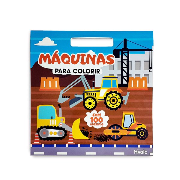 Livro Máquinas Para Colorir - Com 100 Adesivos