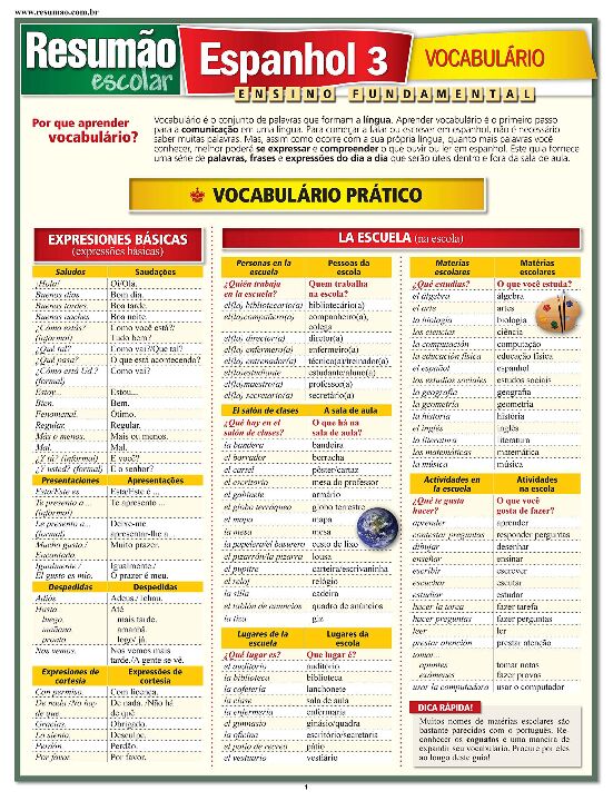 Livro Espanhol 3 - Vocabulário