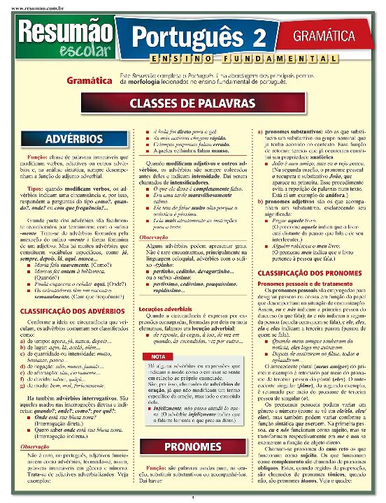 Livro Português 2 - Gramática
