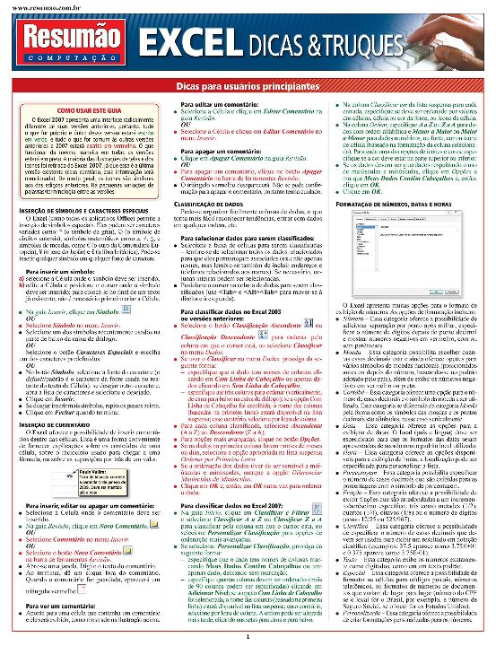 Livro Excel dicas & truques