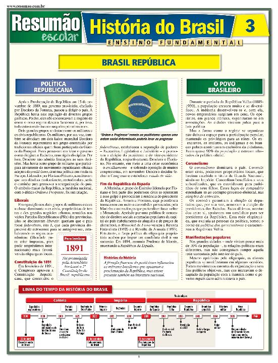 Livro História do Brasil 3 - República