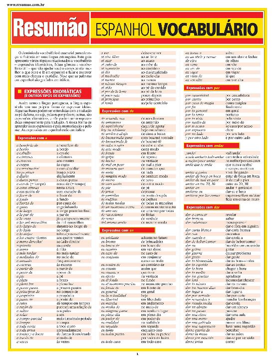 Livro Espanhol vocabulário