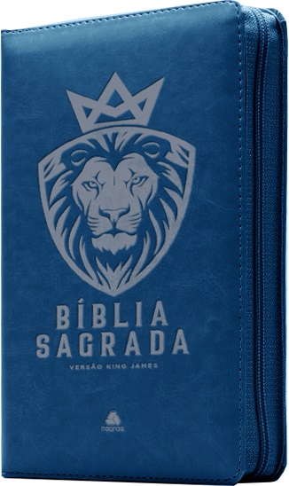 Livro Bíblia Sagrada King James Com Zíper - Azul