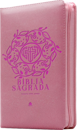 Livro Bíblia Sagrada King James Com Zíper - Rosa