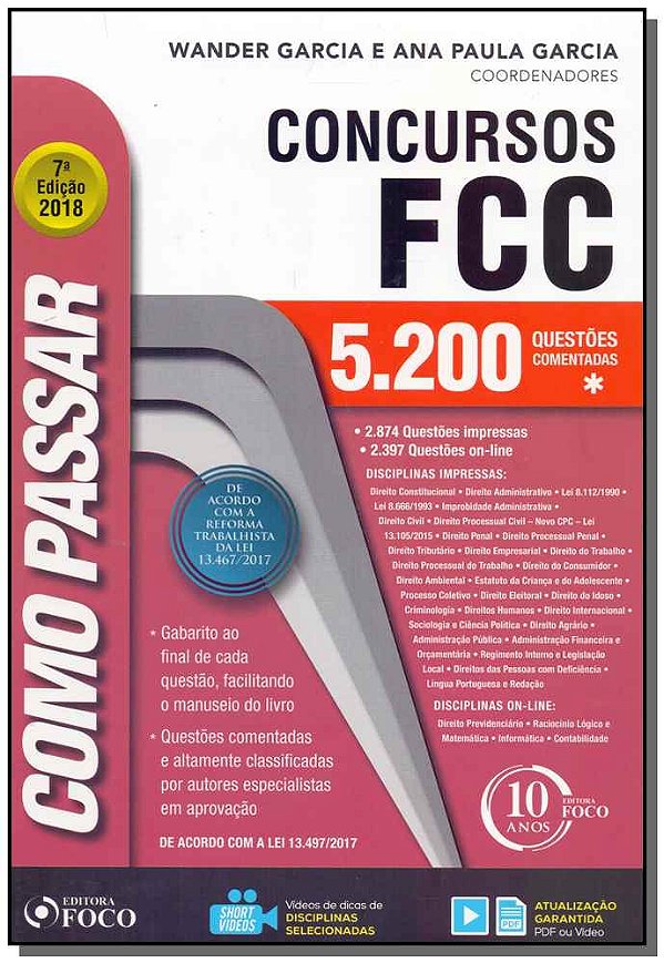 Livro Como Passar Em Concursos Fcc - 07Ed/18