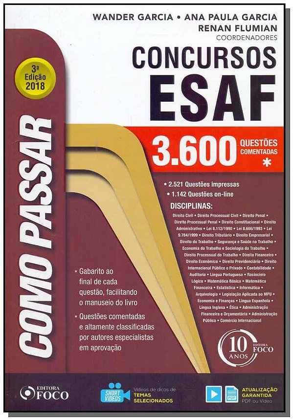 Livro Como Passar Em Concursos Esaf - 03Ed/18