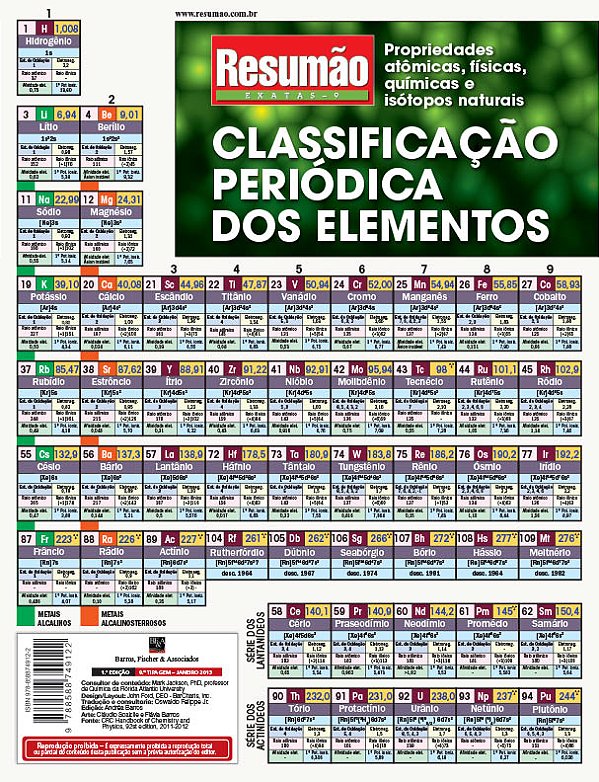 Livro Classificação periódica dos elementos