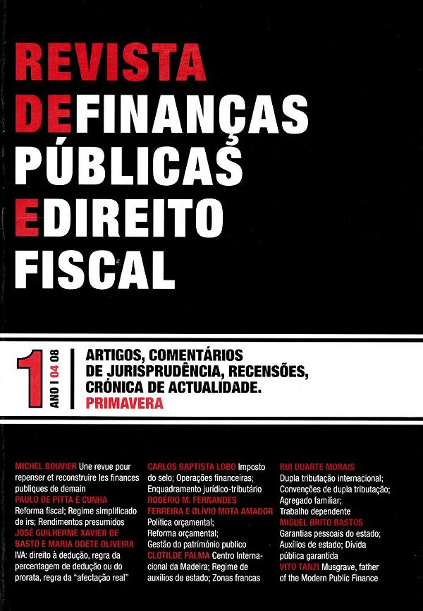Livro Revista de finanças públicas e direito fiscal: nº 1...