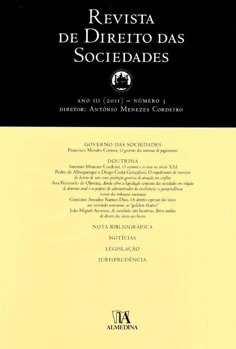 Livro Revista de direito das sociedades: ano III - Nº 3