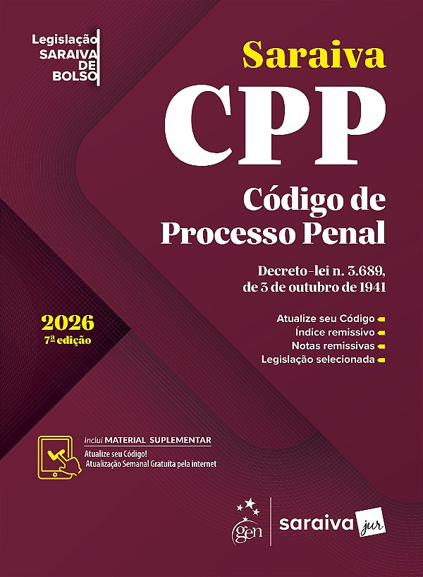 Código de Processo Penal - Legislação Saraiva de Bolso - 7ª Edição 2026