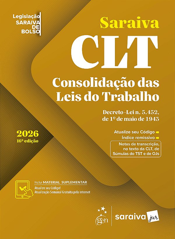 Clt - Legislação Saraiva de Bolso - 16ª Edição 2026