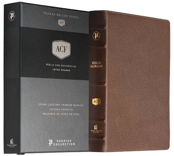 Bíblia Acf, Couro Legítimo Marrom, Letra Grande, Leitura Perfeita, Premier Collection | Com Letras D