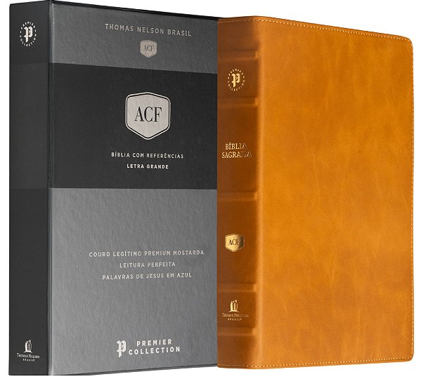 Biblia Acf, Couro Legitimo Mostarda, Letra Grande