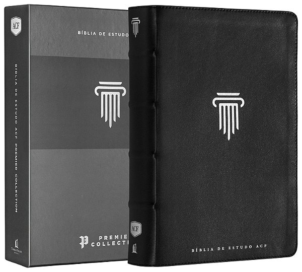 Bíblia De Estudo Acf, Couro Legítimo Preto, Leitura Perfeita, Premier Collection | Com Comentários D