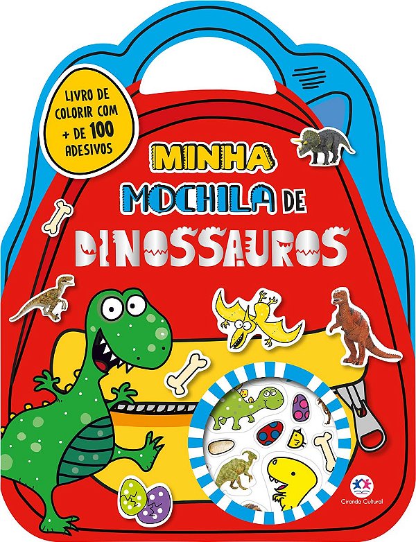 Minha mochila de dinossauros com adesivos e para colorir