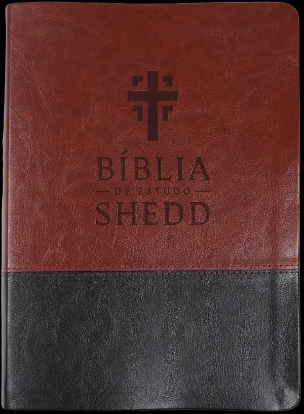 Bíblia de estudo Shedd - couro sintético marrom e preto
